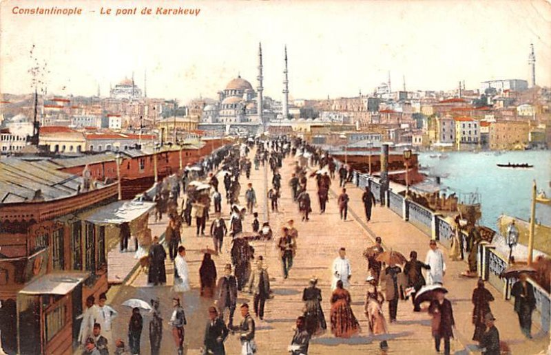 Le Pont de Karakeuy Constantinople Turkey 1910 Missing Stamp 