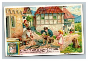 Vintage Liebig Trade Card - French - Lot of 3 Trading Cards - Medieval Towns