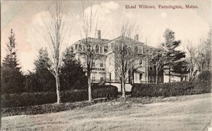 Hotel Willows Farmington Maine WOB Antique Postcard Cancel 1c Stamp PM Lincoln 