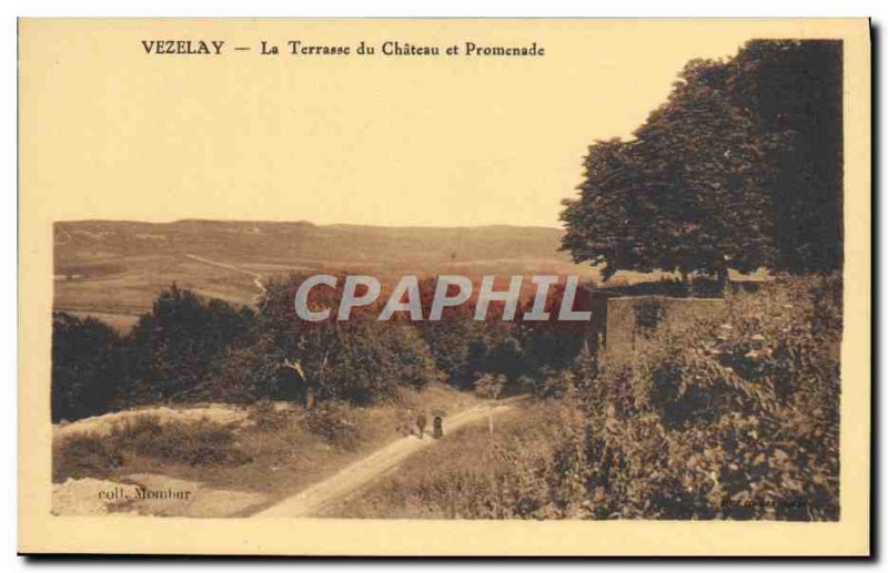 Old Postcard Vezelay La Terrasse Du Chateau And Walk