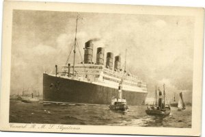 Pc ships, rms ship aquitania, Cunard line, vintage postcard (b38623) 