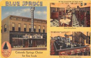 Colorado Springs Colorado Blue Spruce Restaurant Antique Postcard K38478