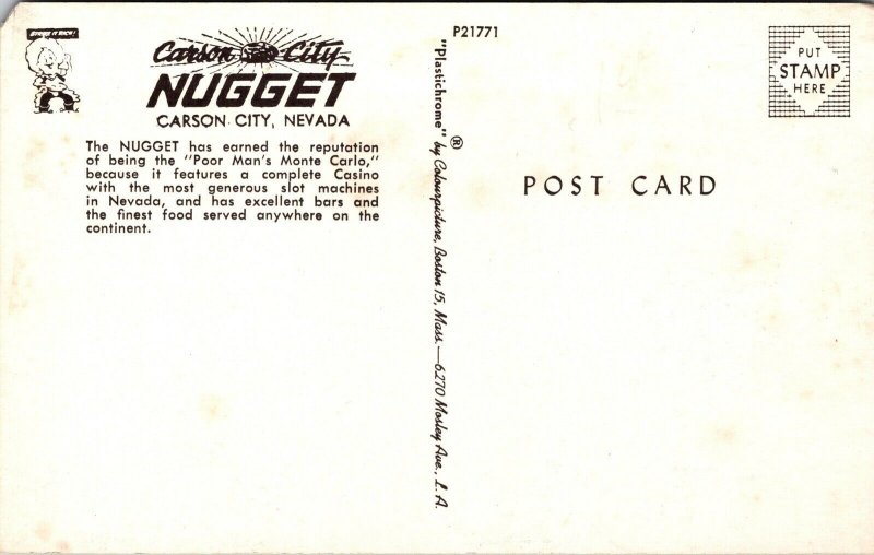 Postcard Neon Lights at Nugget Casino Cafe in Carson City, Nevada~1076