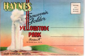 YELLOWSTONE NATIONAL PARK, SOUVENIR FOLDER, SERIES  A, 1937.