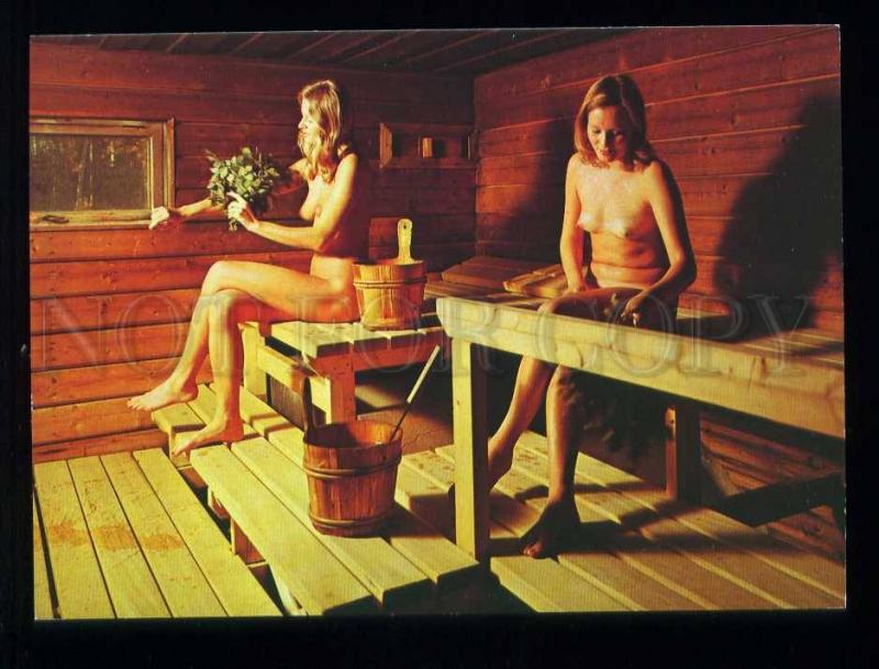 210079 Finland Finnish Sauna Nude girls   old postcard