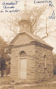 J75/ Covington Kentucky RPPC Postcard c30s Smallest Church in World 44
