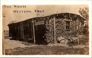 Real Photo Postcard Sod House in Western, Kansas
