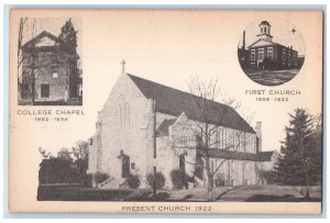 c1940's Present Church College Lutheran Church First Church Salem VA Postcard