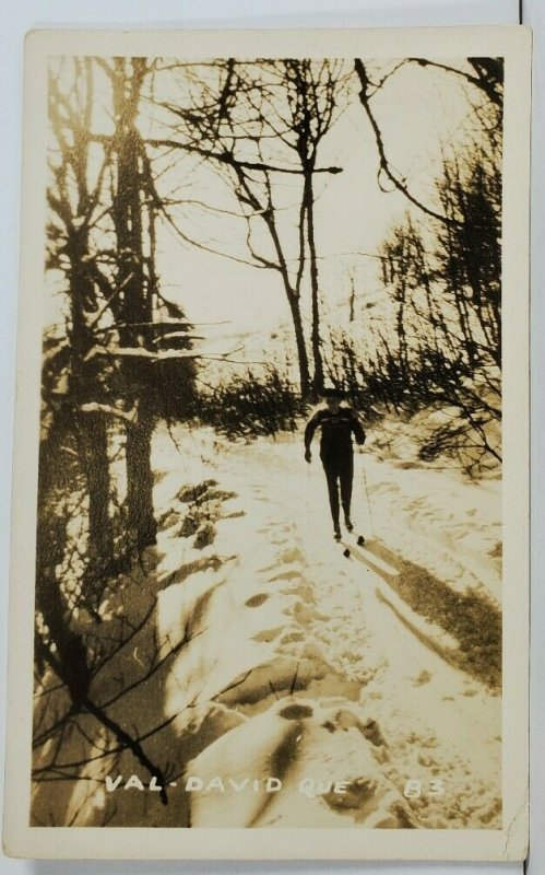 Canada Rppc Skiing Val David Quebec Real Photo Postcard O12