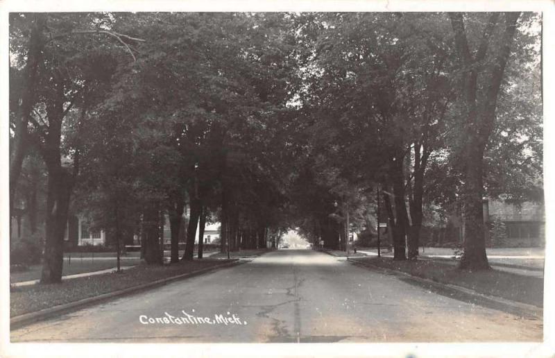 Constantine Michigan Street Scene Real Photo Antique Postcard J61062