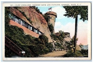 c1930's Cliff Dwellers Chimney Rock and Pavilion Chimney Rock NC Postcard