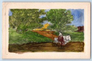 Raymond Minnesota MN Postcard Hand Painted Art Horses Wagon c1910's Antique