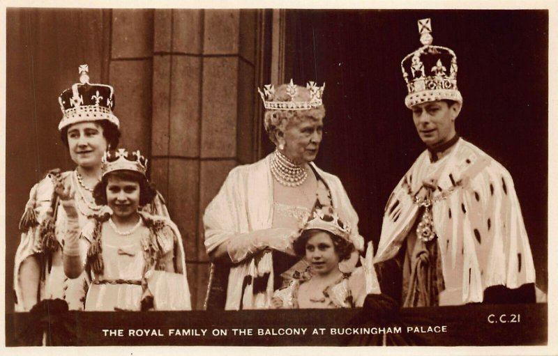 The Royal Family on The Balcony at Buckingham Palace Real Photo Postcard