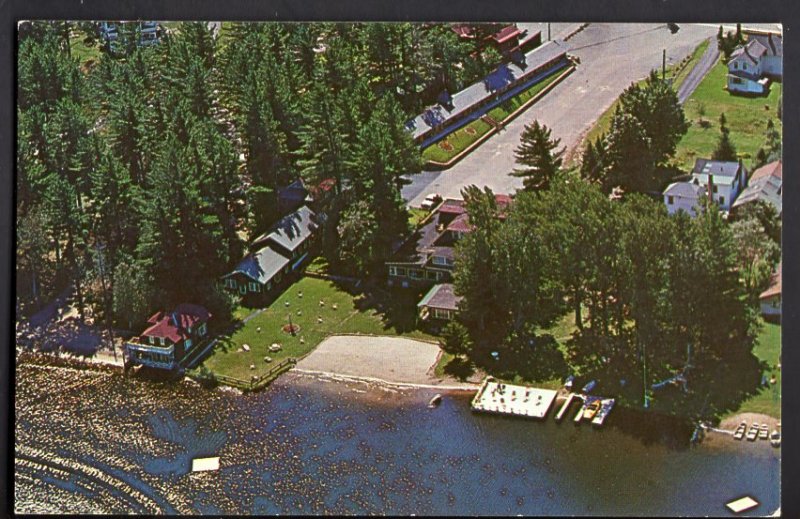 New York LAKE PLACID Aerial View Mon Amour Lodge & Motel Saranac Ave - Chrome