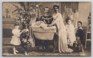 RPPC Italian Royal Family Children Baby In Cradle Postcard V29