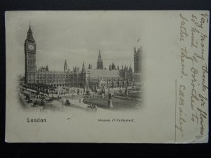 London HOUSES OF PARLIAMENT c1901 UB Postcard QV Stamped by Peacock Series