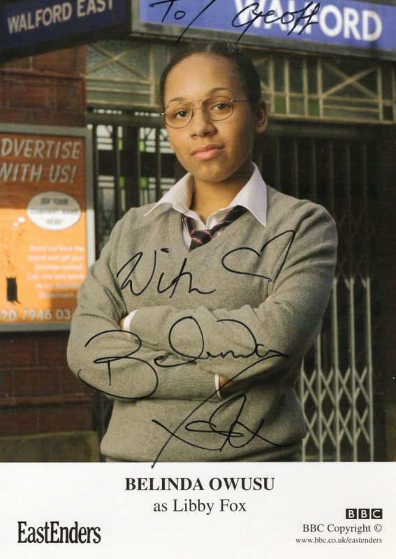 Belinda Owusu Libby Fox Eastenders Hand Signed Cast Card Photo