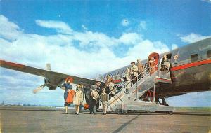 American Airlines Prop-Airplane Passengers Debarking Postcard