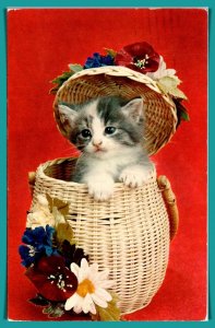 Cute Kitty In A Basket - [MX-776]