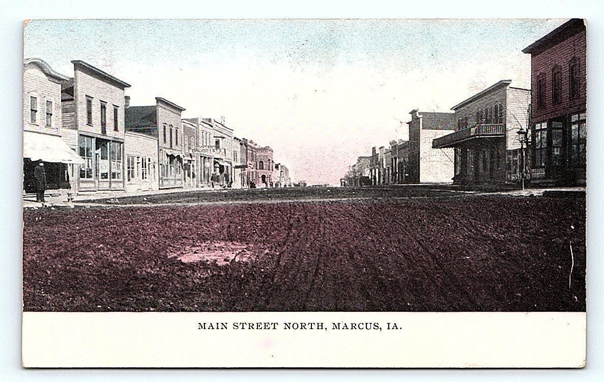 MARCUS, IA Iowa MAIN STREET SCENE 1910 Cherokee County Postcard
