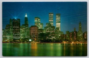 NYC Empire State Bldg World Trade Center New York Skyline At Night Postcard V30