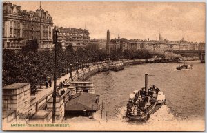London Thames Embankment England  Westminster to Blackfriars Bridge Postcard