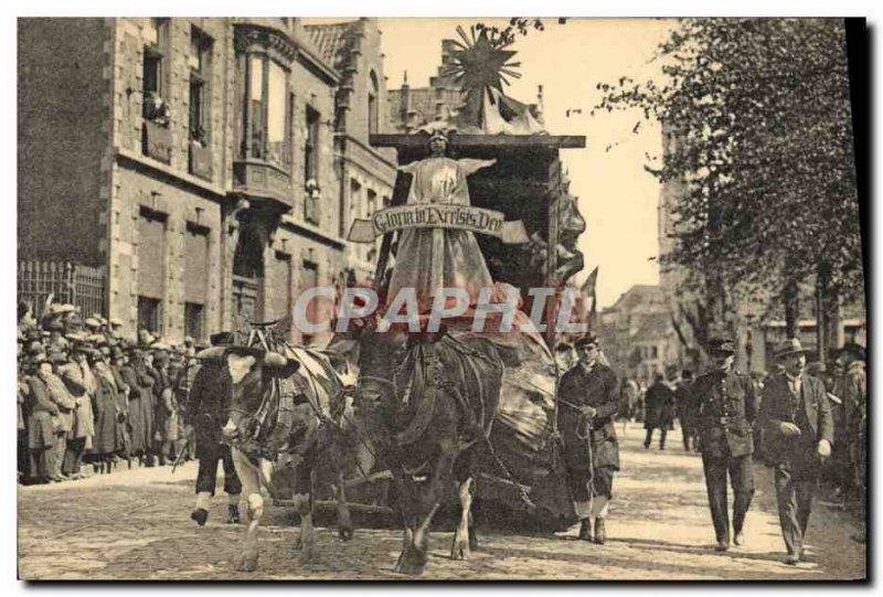 Old Postcard Brugge processive H van het Bloed Char oxen