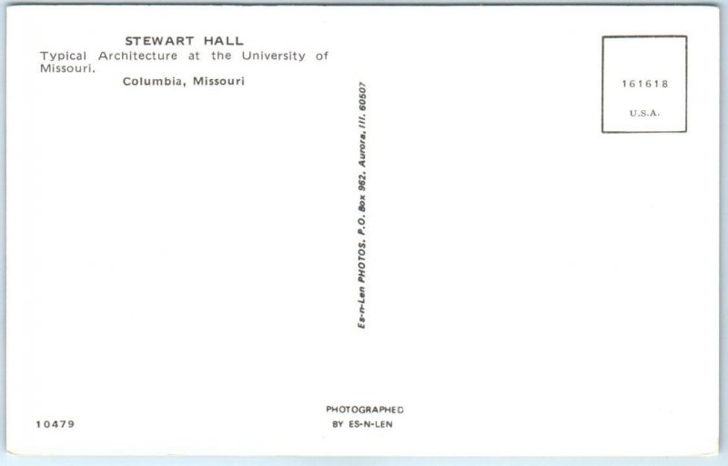Postcard - Stewart Hall, University of Missouri - Columbia, Missouri 