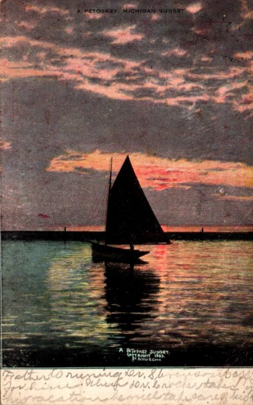 Michigan A Petoskey Michigan Sunset 1916