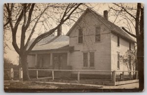 Old Women in Apron on Porch of Farmhouse RPPC c1915 Postcard C26