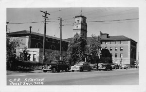 J80/ Moose Jaw Sask. Canada RPPC Postcard c1940s CP Railroad Depot 4