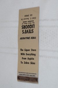 Steve's Liquors Belmont Shore 20 Strike Matchbook Cover