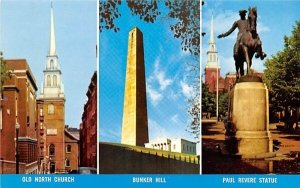 Historic Boston, MA Old North Church, Bunker Hill, Paul Revere Statue.