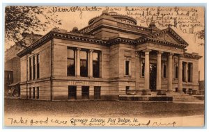 1906 Carnegie Library Building Fort Dodge Webster City Iowa IA Antique Postcard