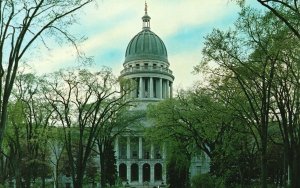 Postcard Dome And East Facade State House By Charles Bullfinch Augusta Maine ME