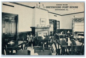 c1940 Dining Room Greyhound Post House Interior Effingham Illinois IL Postcard