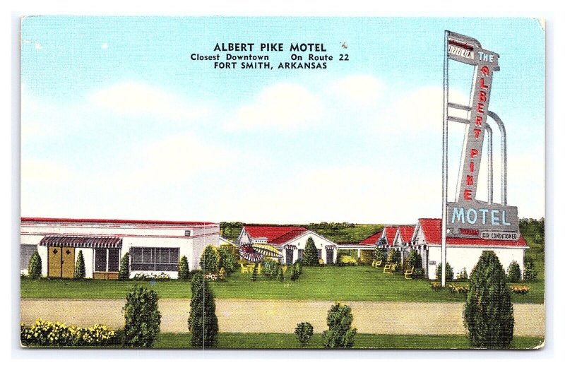 Albert Pike Motel Fort Smith Arkansas Postcard Sign