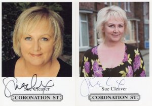 Sue Cleaver Coronation Street 2x Hand Signed Cast Card Photo s