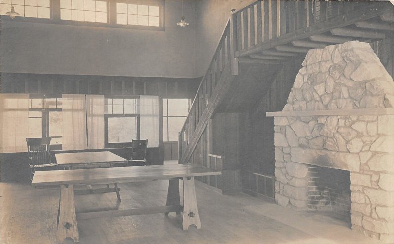 J26/ Boulder Colorado RPPC Postcard c1940s Interior of School Fireplace 126