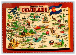 Postcard CO Greetings From Colorado Map Continental View Card