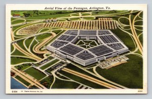 Aerial View Of The Pentagon Arlington Virginia Vintage Unposted Linen