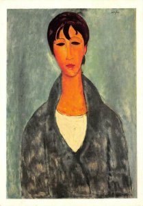 Buste de jeune femme - Modigliani Painting Vintage Art Postcard