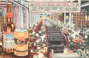 Postcard 1940s Missouri St. Louis Budweiser advertising Bottling Plant MO24-2271