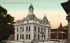 General Post Office Building Sherbrooke Quebec Canada Vintage Postcard c1910