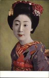 Japanese Fashion Beautiful Woman Ornate Dress Geisha Vintage Postcard