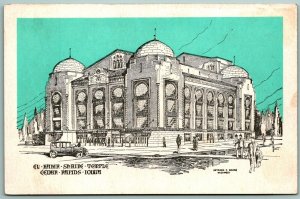 El Kahir Shrine Cedar Rapids IA Raymond Moore Architect Drawing UNP Postcard J8