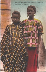 Senegal Dakar Wolof-type girls Native Vintage Postcard 05.30