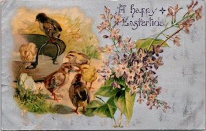 A Happy Eastertide With Chicks and Flowers 1907