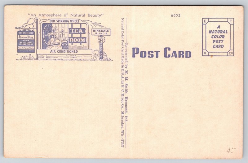Hinsdale Illinois~Country Store @ Old Spinning Wheel~Vintage Linen Postcard