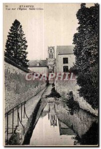 Old Postcard Etampes View on Church St Gilles